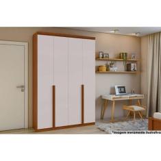 Imagem de Guarda Roupa Solteiro 4 Portas E 2 Gavetas Alonzo New Amendoa/Off Whit
