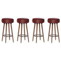 Imagem de Kit 4 Banquetas Alta Pés Palito Roma Romã 70cm