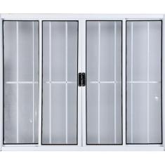 Imagem de Vitro de Alumínio 4 Folhas 1,20 X 2,00 Com Grade Cor Branco Linha All Modular