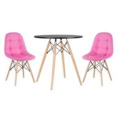 Imagem de KIT - Mesa Eames Eiffel 70 cm + 2 cadeiras estofadas Botonê