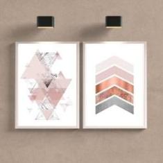Imagem de Kit 2 Quadros Abstratos Geométricos Rosê