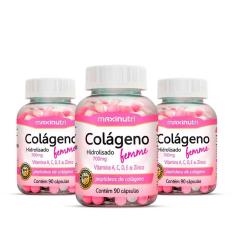 Imagem de Kit 3 Colágeno Femme Maxinutri Vitaminas E Zinco 90 Cápsulas