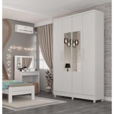 Imagem de Guarda Roupa Solteiro 4 Portas 2 Gavetas com Pés e Espelho Amsterdam