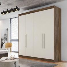 Imagem de Guarda Roupa Solteiro 4 Portas 3 Gavetas - Nantes-Braúna/Off White - M