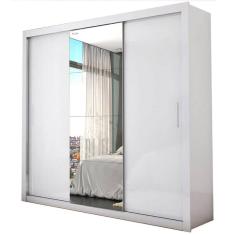 Imagem de Guarda Roupa Berlim COM Espelho Casal 3 Portas 4 Gavetas Cor Branco