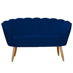 Imagem de Namoradeira Estofada 2 Lugares Para Sala Comercial Pétala Suede Azul Marinho - LM DECOR
