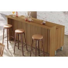 Imagem de Balcão Ilha Cozinha Gourmet Princesa c/ 2 Portas e 3 Gavetas 200cm Freijo/Grafite - Nesher