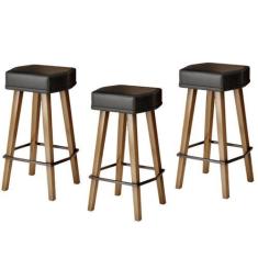 Imagem de Kit 3 Banquetas Banco sem Encosto Pra Bancada Cozinha Área Gourmet Ilh