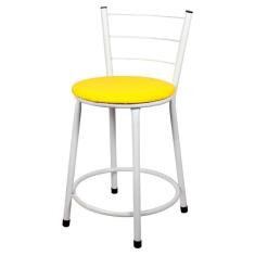 Imagem de Banqueta Baixa Para Cozinha Epoxi Branca Amarelo