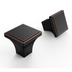 Imagem de GRANTENOV Pacote com 10 puxadores de armário de cozinha de 3,5 cm puxadores de bronze polido a óleo puxadores de cômoda puxadores de gaveta puxadores quadrados de liga sólida vintage para puxadores de