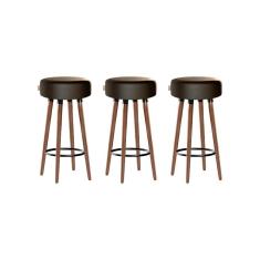 Imagem de Kit 3 Banquetas Alta Pés Palito Roma Marrom Escuro 70cm