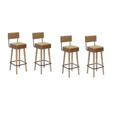 Imagem de Kit 2 Banquetas em Madeira 4 Pés Palito Barcelona Amarula - Salaone