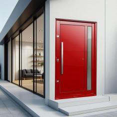 Imagem de Porta Pivotante Lambril Visione com Puxador Lado Esquerdo Elite 216x120 Vermelho