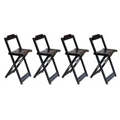 Imagem de KIT 2 JOGOS DE MESA BISTRÔ DOBRÁVEL EM MADEIRA MACIÇA COM 2 BANQUETAS ALTAS - TABACO