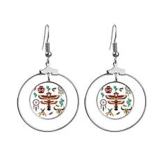 Imagem de Brinco indiano tradicional americano apanhador de sonhos pendentes joia circular