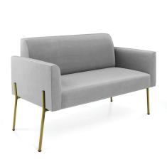 Imagem de Sofá Namoradeira 2 Lugares Pé De Ferro Dourado Marisa Suede D03 Cinza