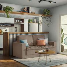 Imagem de Sofá 3 Lugares Retrátil Zugo Suede Bege 180 cm - Mobly