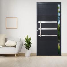 Imagem de Porta Pivotante de Alumínio 210 x 120cm com Friso e Vidro Veneza Esquadrias Bergame Preto