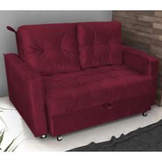 Imagem de Sofá Cama Para Sala De Estar Remy Veludo Vinho