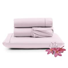 Imagem de Jogo de Lençol Micropercal 400 Fios Solteiro 3 Peças Barato - Rosa