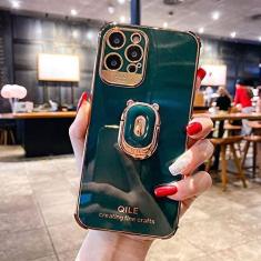 Imagem de Capa de telefone galvanizada para iphone 14 plus 13 12 pro max 11pro xs xr x se 6 7 8 plus capa de suporte de telefone, verde, para iphone 12