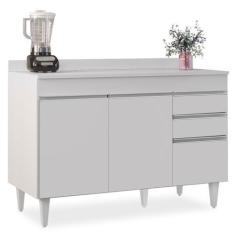 Imagem de Balcão Gabinete Para Pia Com Tampo 120cm Michigan Branco - Lumil - Lum