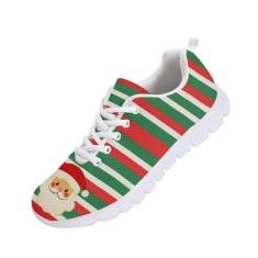 Imagem de GOSTONG Tênis feminino de malha respirável para corrida de estrada, antiderrapante, para uso ao ar livre, tênis, academia, tênis de caminhada, 34-46, Papai Noel listrado de Natal, 41