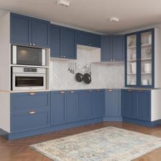 Imagem de Cozinha Modulada 9 Peças sem Tampo 4 Aéreos 4 Balcões e Torre Quente Arizona Cabecasa Madeiramadeira Branco/azul