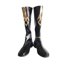 Imagem de COSGOGO Zhongli Cosplay Tênis para Game Genshin Impact Cos Halloween Botas longas femininas pretas, Tamanho feminino, 34