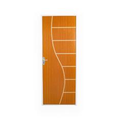 Imagem de KIt Porta de Madeira Decorada 215x85cm com Batente de Aço 06cm Cantareira MGM Mogno