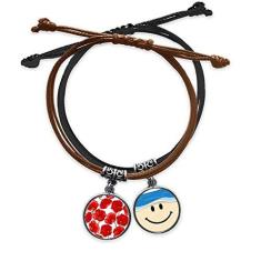 Imagem de DIYthinker Pulseira Red Flowers Corn Bespread de couro com corrente de mão e rosto sorridente