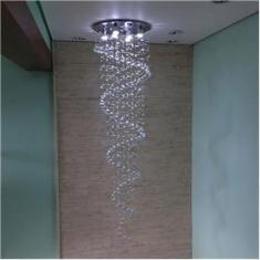 Imagem de Lustre De Cristal Legítimo Espiral Com 1,60M De Altura, Base De Inox Espelhado Com 40cm De Diâmetro