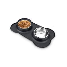 Imagem de Tigelas para comida e água tigela dupla antiderrapante para cães com tapete de silicone durável alimentador de água e alimentos para animais de estimação tigelas para cães e gatos (tamanho: P 36 x 21