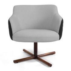 Imagem de Kit 02 Poltronas Decorativas Jade Base Xis Giratória C-315 Corano Tressê Linho  Claro - Domi