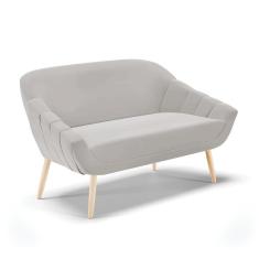 Imagem de Namoradeira 02 Lugares Giovana Veludo Cinza Pés Palito Natural - D'Rossi