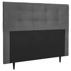 Imagem de Cabeceira Estofada Cama Box Casal 140 Cm Helena Suede Cinza