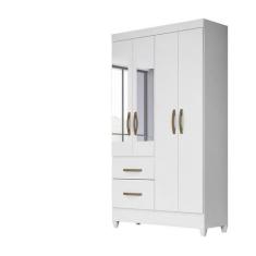 Imagem de Guarda Roupa 4 Portas Com Espelho Madri Branco Rosa Azul Lilás Flex 85