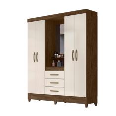 Imagem de Guarda Roupa 4 Portas com Espelho Capri Castanho Wood Baunilha 831391 Moval