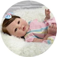 Imagem de Bebê Reborn Menina  Realista Silicone, Banho Cabelo Fioafio - Mundo Az