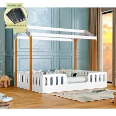 Imagem de CAMA CASAL CASINHA SEGURA MONTESSORIANA ÁGATHA BRANCO/AMÊNDOA INCLUSO LOUSA MÁGICA