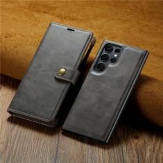 Imagem de Carteira magnética de couro 2 em 1 capa de telefone para Samsung S23 S22 S21 S20 S10 Note20 10 Plus Ultra FE Capa flip destacável, cinza escuro, para S21 Ultra