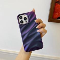 Imagem de Capa de telefone luxuosa com padrão ondulado de seda 3D para iPhone 14 13 12 11 Pro Max X XR XS Max 7 8 14 Plus Capa brilhante de cor sólida, roxa, para iphone 12 Pro