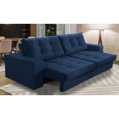 Imagem de Sofá Retrátil e Reclinável 2 lugares 1,70m com Molas Giovana Suede Azul Madelina Decor