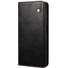 Imagem de LXURY Capa flip para iPhone 14 Pro Max/14 Pro/14 Plus/14, capa de couro com fecho magnético com compartimento para cartão e suporte de suporte, preta, 14 pro 6,1 polegadas