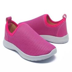 Imagem de Tênis Infantil Calce Facil Leve Confortável Furinho Pink - Beanna calç
