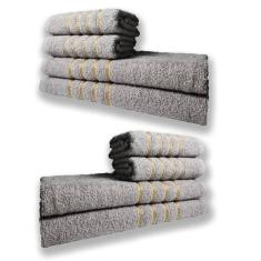 Imagem de 2 Jogos De 4 Toalhas 4 Banho 4 Rosto Dubai 100% Algodão Cinza