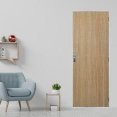 Imagem de Kit Porta De Madeira Decorada 215x85cm Com Batente De A o 6cm