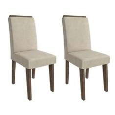 Imagem de Conjunto com 2 Cadeiras de Jantar Milena Suede Marrocos e Bege