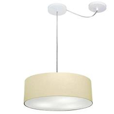 Imagem de Lustre Pendente Cilíndrico Com Desvio de Centro Vivare Md-4255 Cúpula em Tecido 40x15cm - Bivolt
