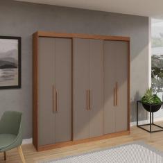 Imagem de Guarda Roupa Casal 6 Portas Lugano Carvalho/Cinza